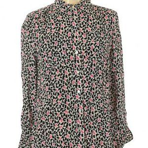 Talbots Silk Butterfly Blouse Size 6 Pink & Black